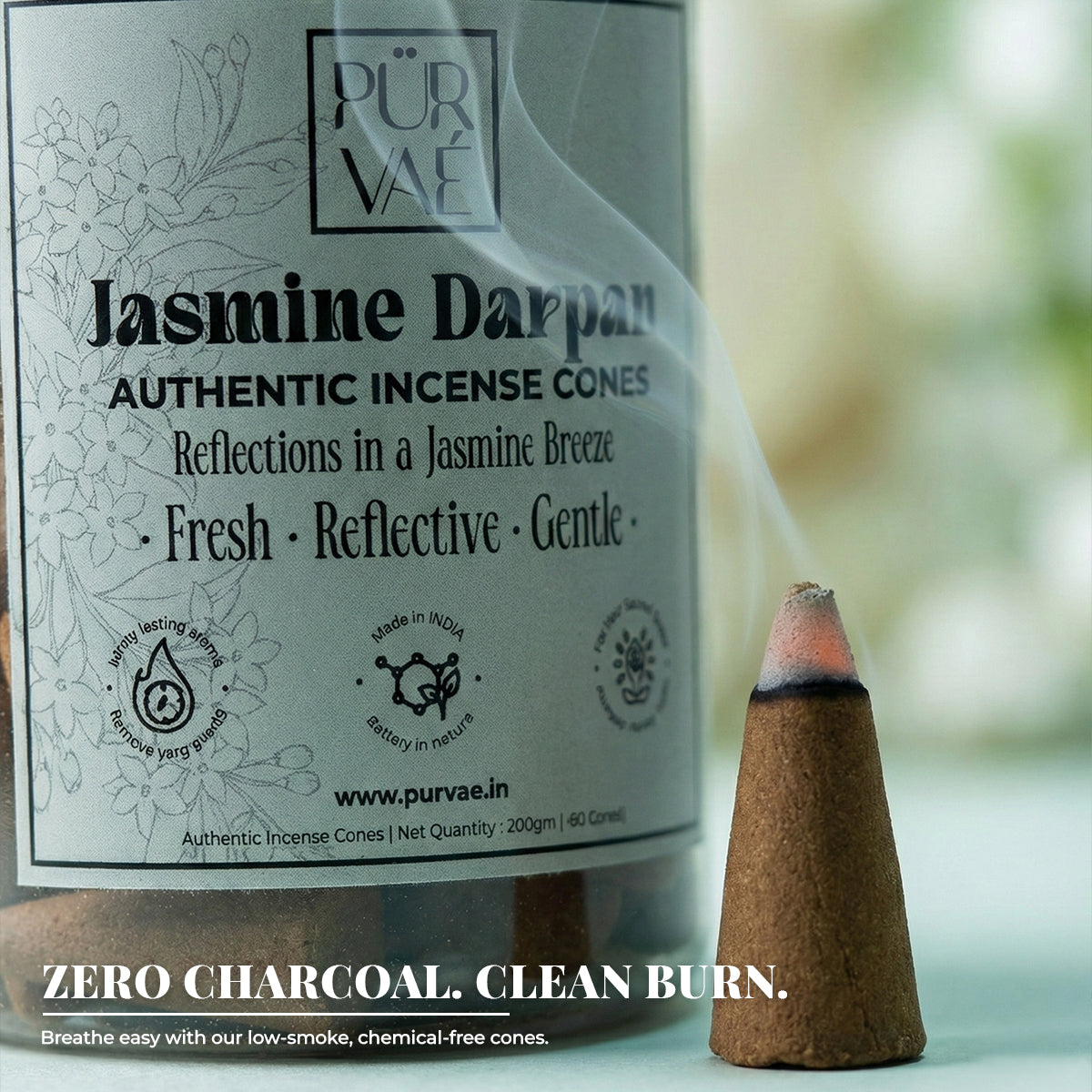 Purvae Jasmine Darpan | Authentic Incense Cones (Natural Jasmine Dhoop Cones, Long-Lasting)