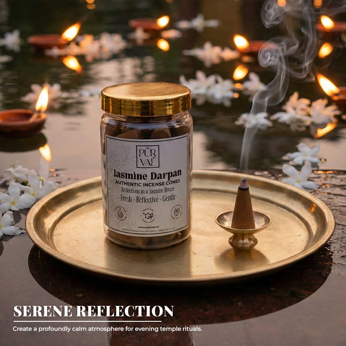 Purvae Jasmine Darpan | Authentic Incense Cones (Natural Jasmine Dhoop Cones, Long-Lasting)