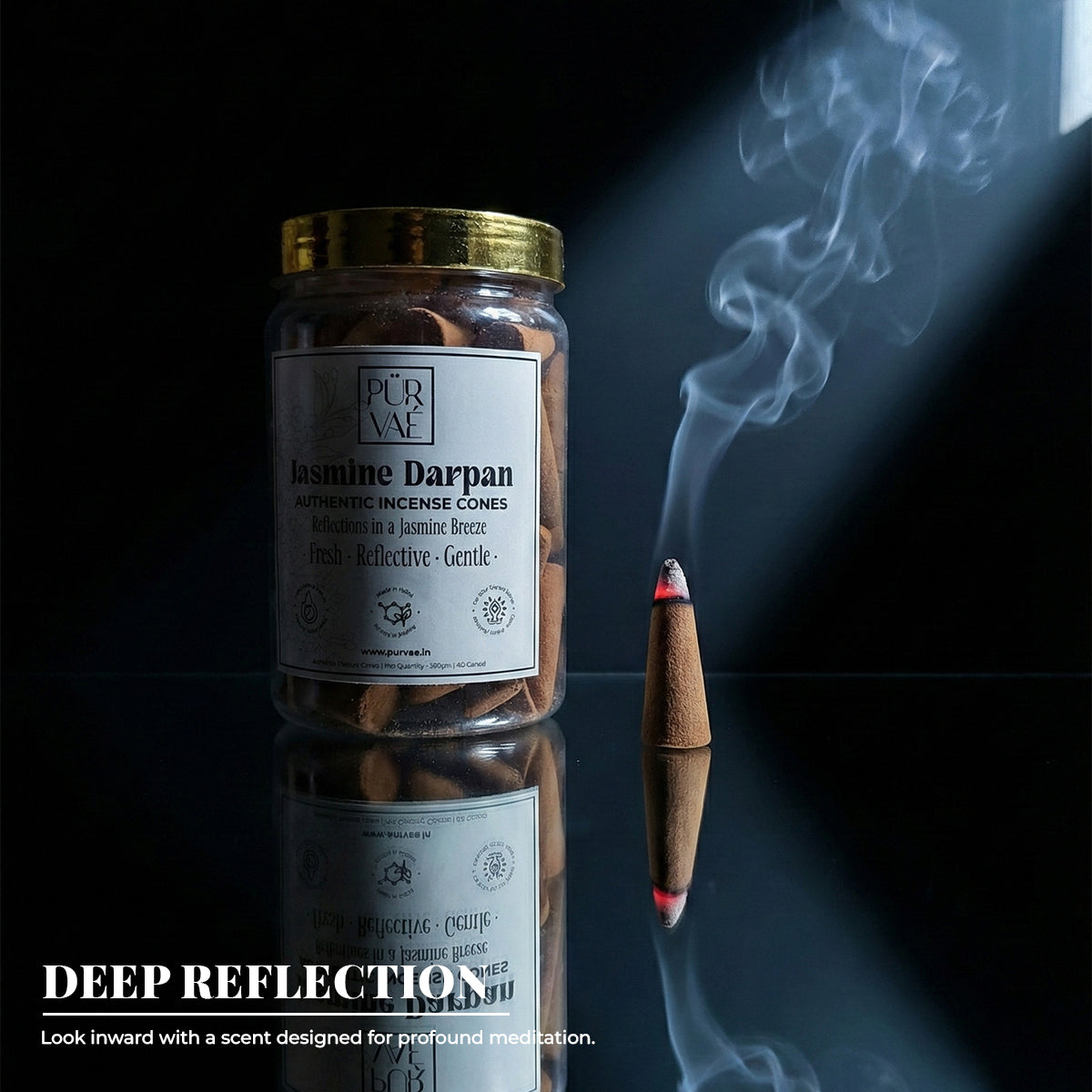 Purvae Jasmine Darpan | Authentic Incense Cones (Natural Jasmine Dhoop Cones, Long-Lasting)