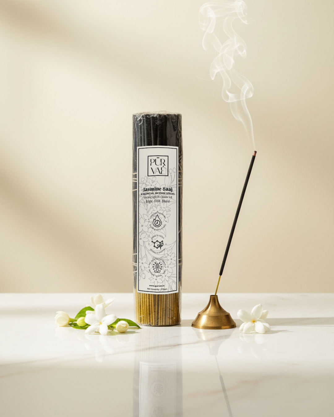 Jasmine Saaj | Essential Incense Sticks (Handpicked Jasmine, Bright & Blissful)