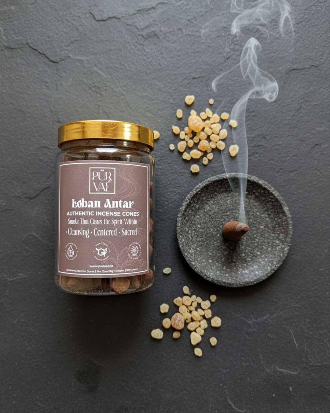 Purvae Loban Antar | Authentic Incense Cones (Natural Resin Dhoop Cones, Long-Lasting)