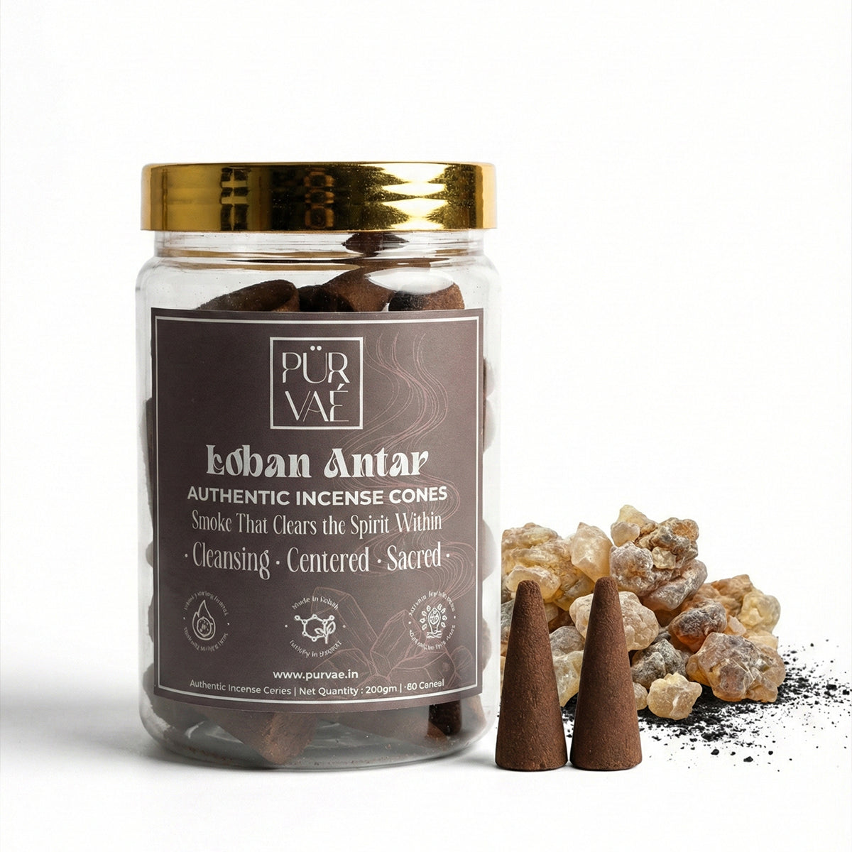 Purvae Loban Antar | Authentic Incense Cones (Natural Resin Dhoop Cones, Long-Lasting)