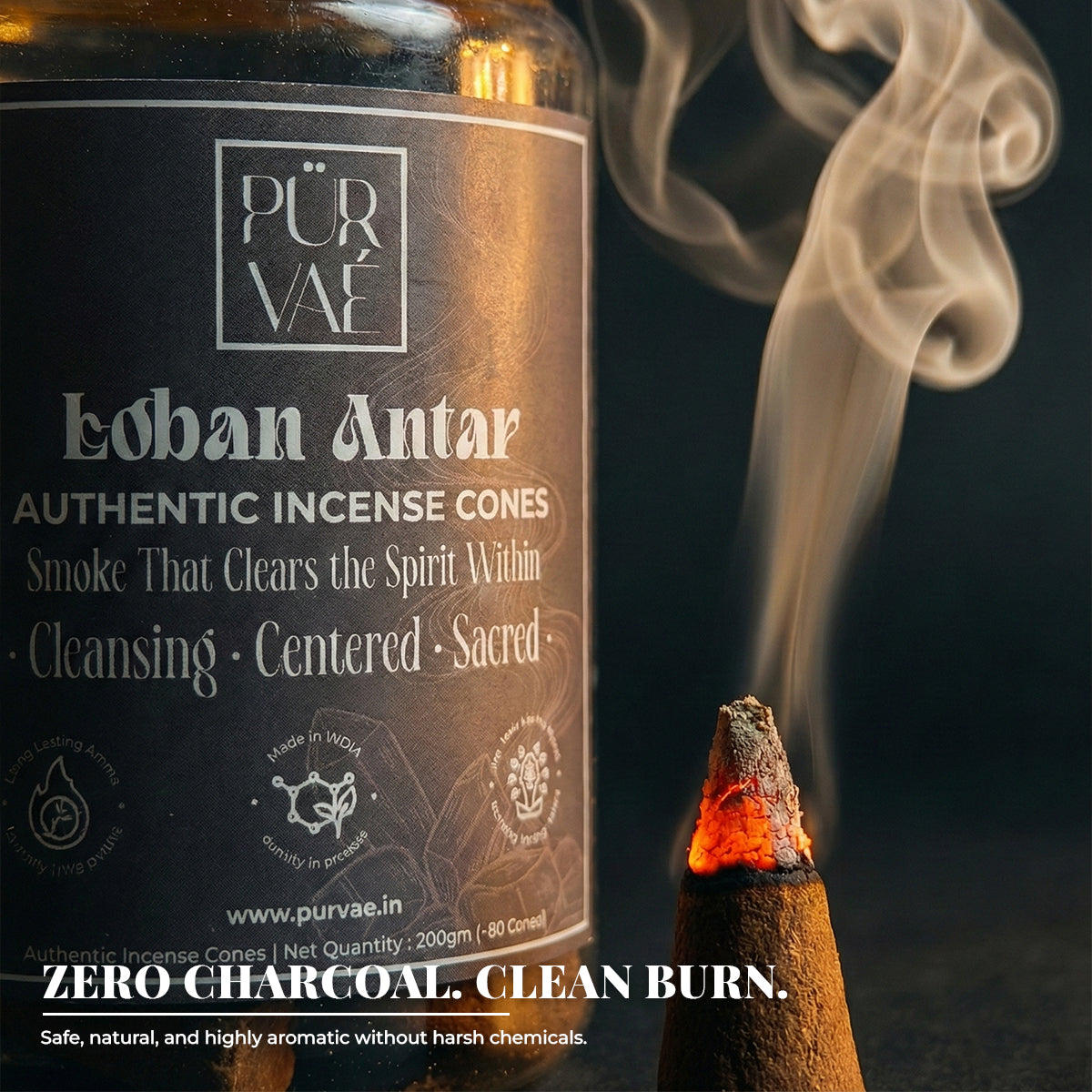 Purvae Loban Antar | Authentic Incense Cones (Natural Resin Dhoop Cones, Long-Lasting)