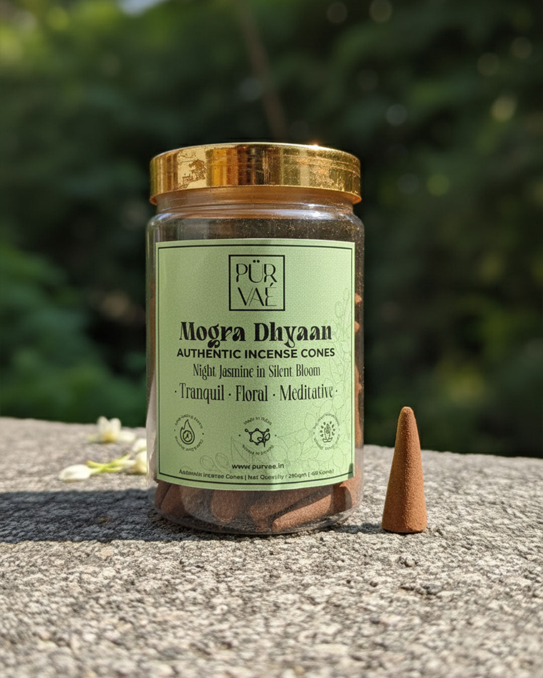 Purvae Mogra Dhyaan | Authentic Incense Cones (Natural Jasmine Dhoop Cones, Long-Lasting)
