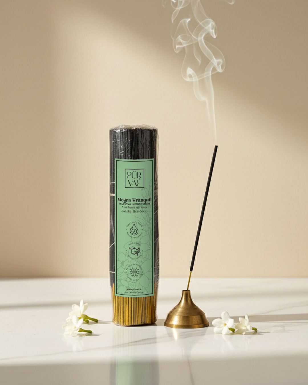Mogra Tranquil | Essential Incense Sticks (Night-Blooming Jasmine, Soothing & Serene)