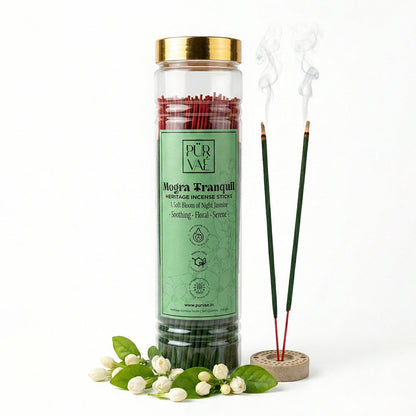 Mogra Tranquil | Heritage Incense Sticks (Night Jasmine, Long-Lasting)