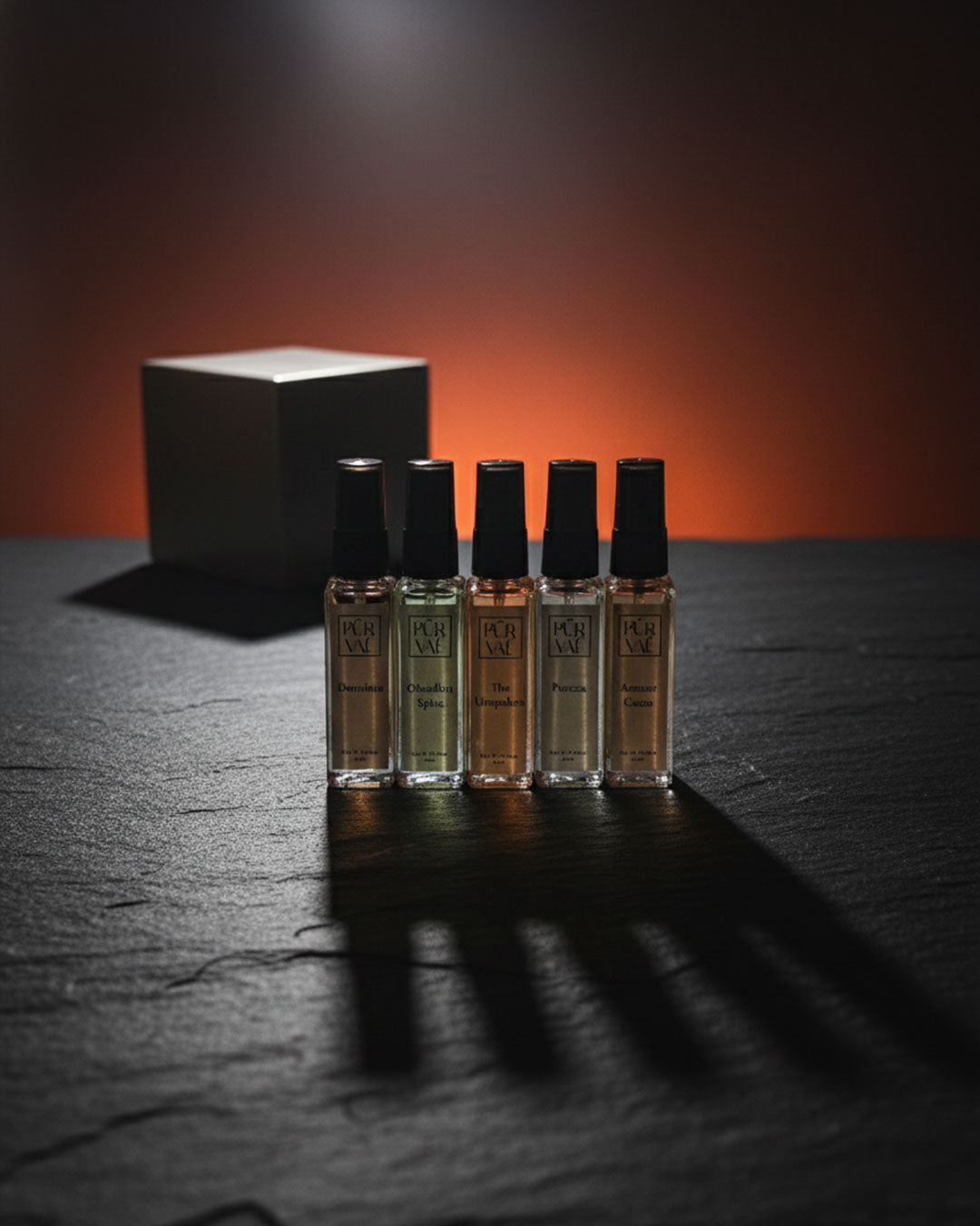 Purvae Obsidian Realm – Perfume Set of 5 (For Him) | Bold, Woody & Long-Lasting Collection