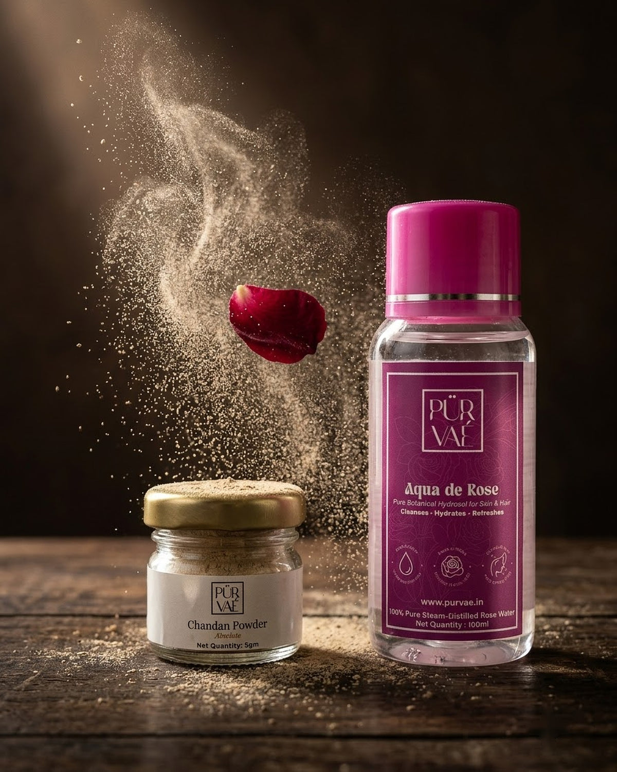 Purvae chandan powder in soft light