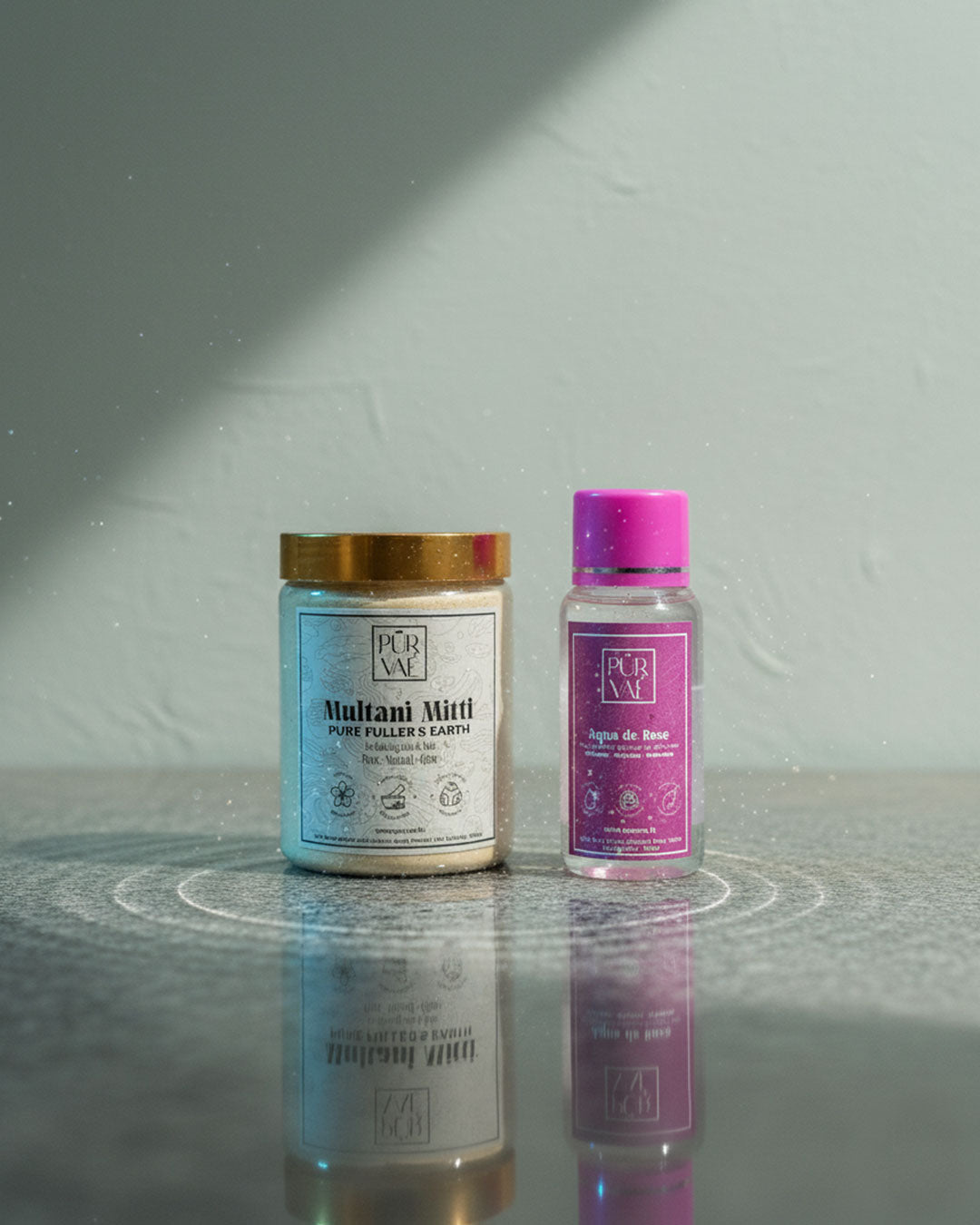 Purvae Multani Mitti and Aqua de Rose rose water