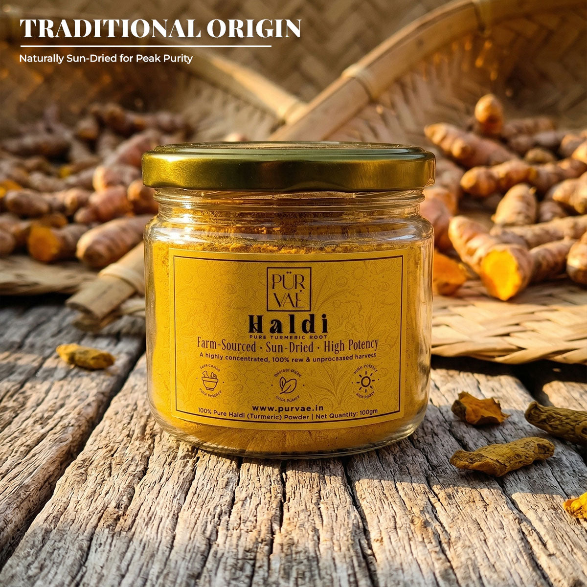 Purvae Pure Haldi Powder | High-Potency Farm-Sourced Turmeric