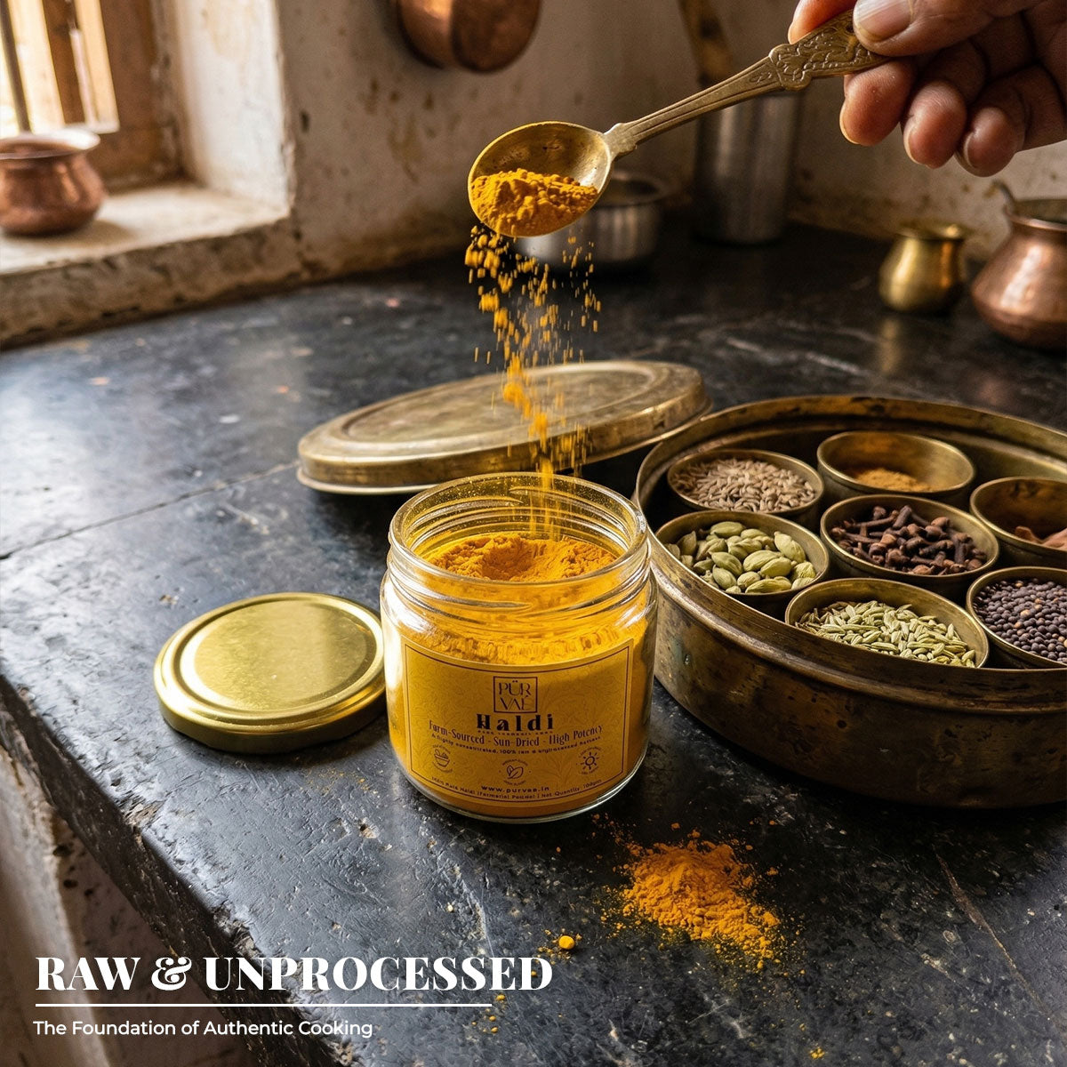 Purvae Pure Haldi Powder | High-Potency Farm-Sourced Turmeric