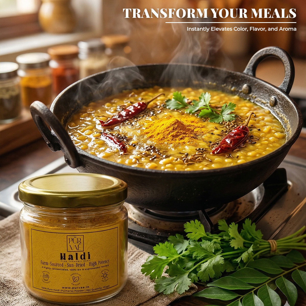 Purvae Pure Haldi Powder | High-Potency Farm-Sourced Turmeric