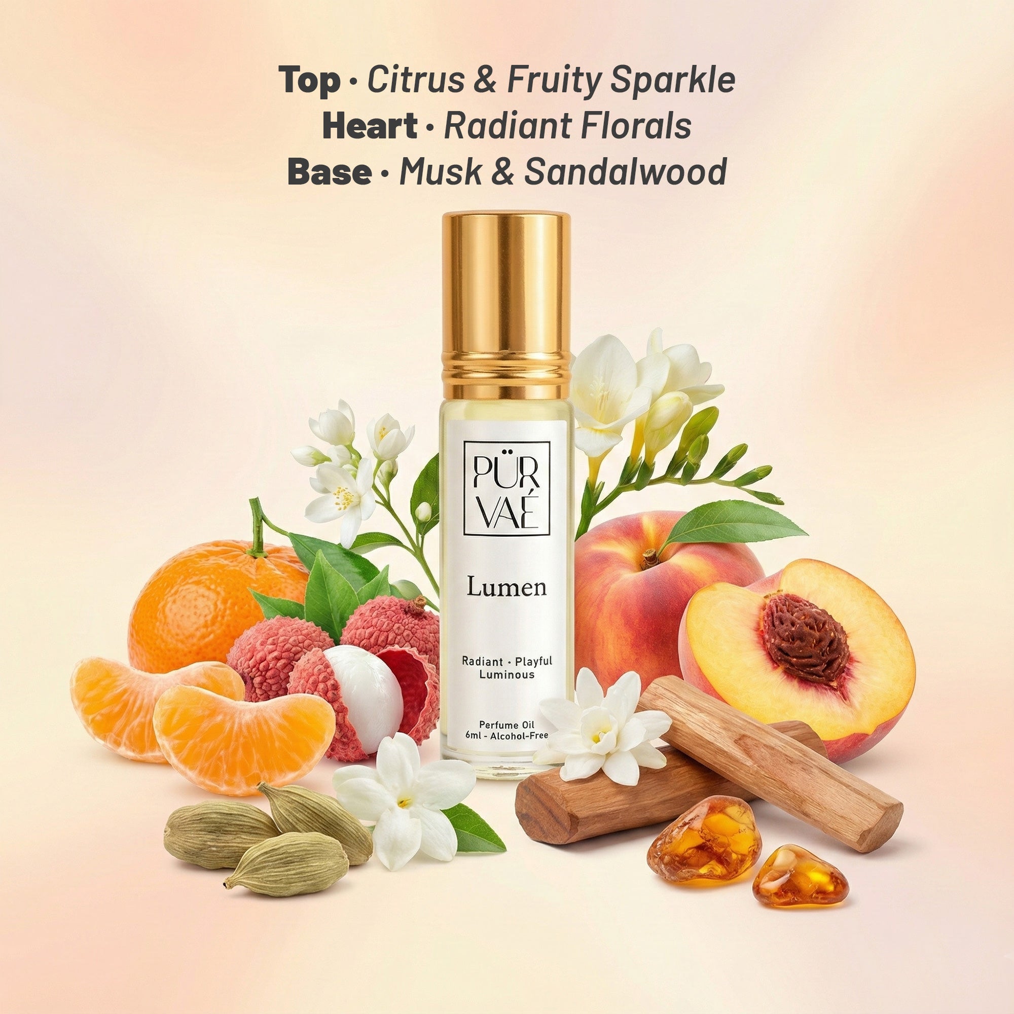 Purvae Lumen | Roll-On Pure Perfume Oil (Unisex, 48 hrs Long-Lasting)