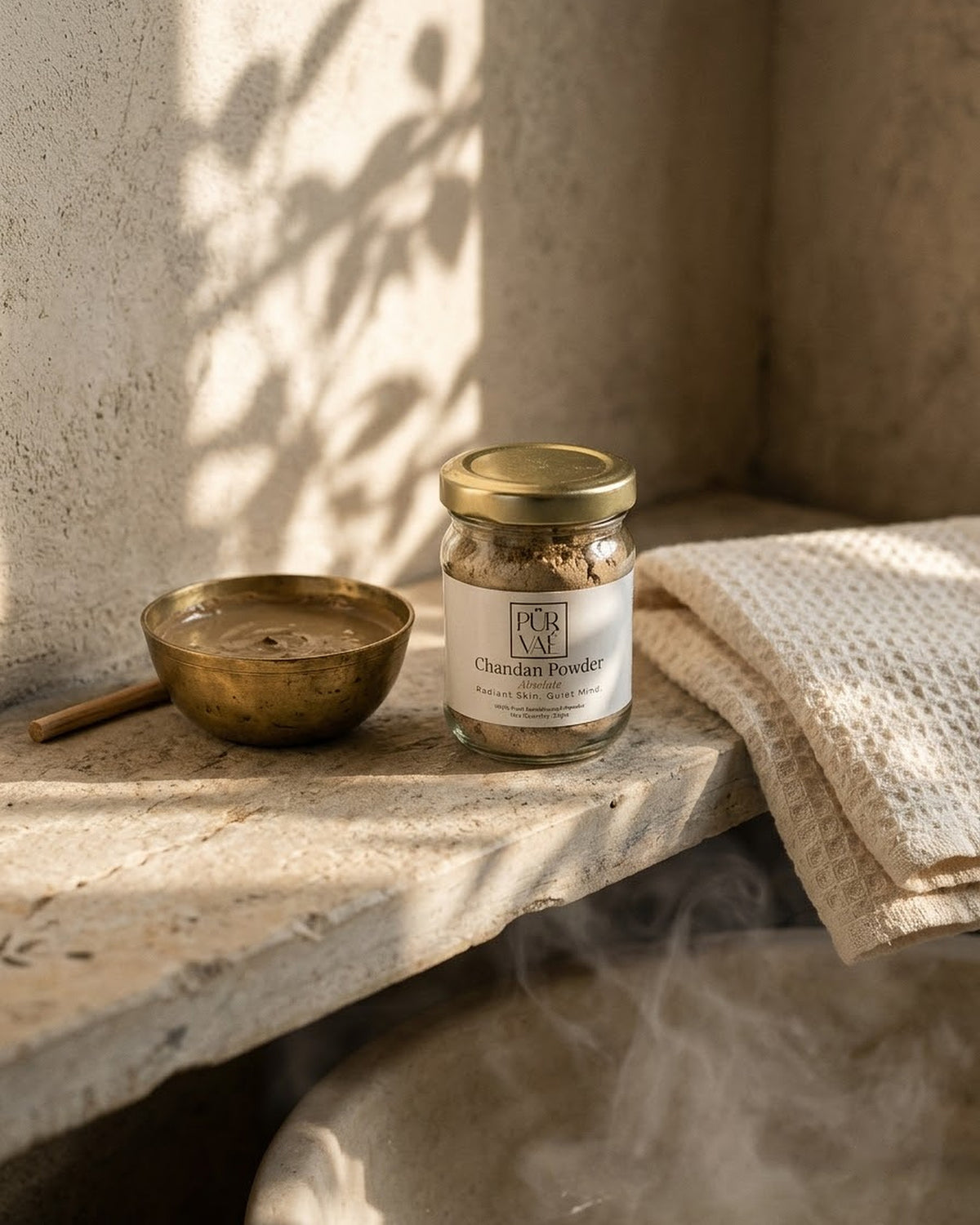 Chandan Powder 25 g jar styled on a ritual surface