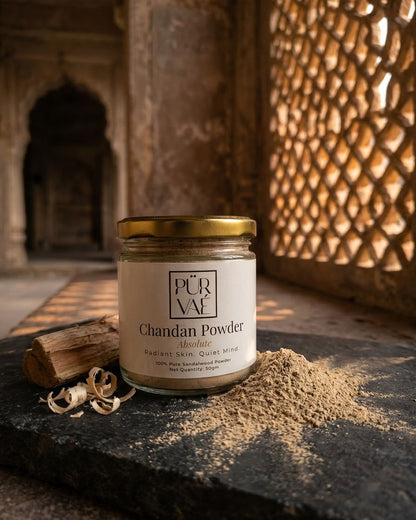 Chandan Powder 50 g jar styled on a ritual surface