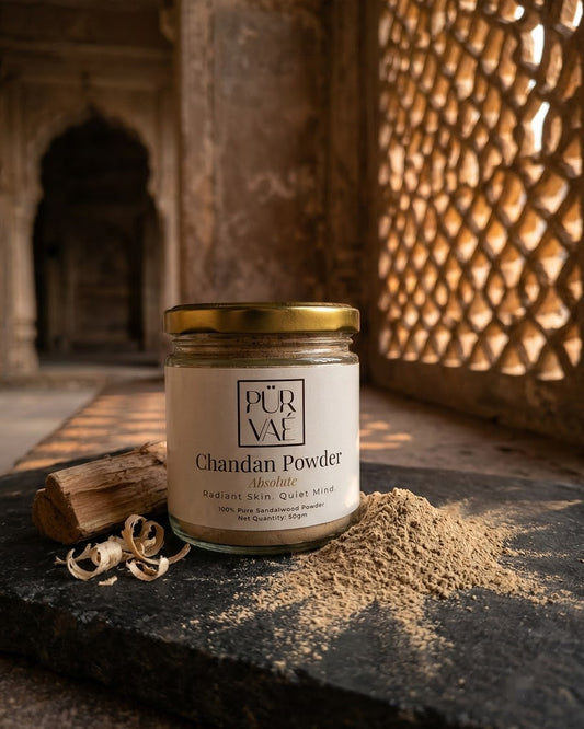 Chandan Powder 50 g jar styled on a ritual surface