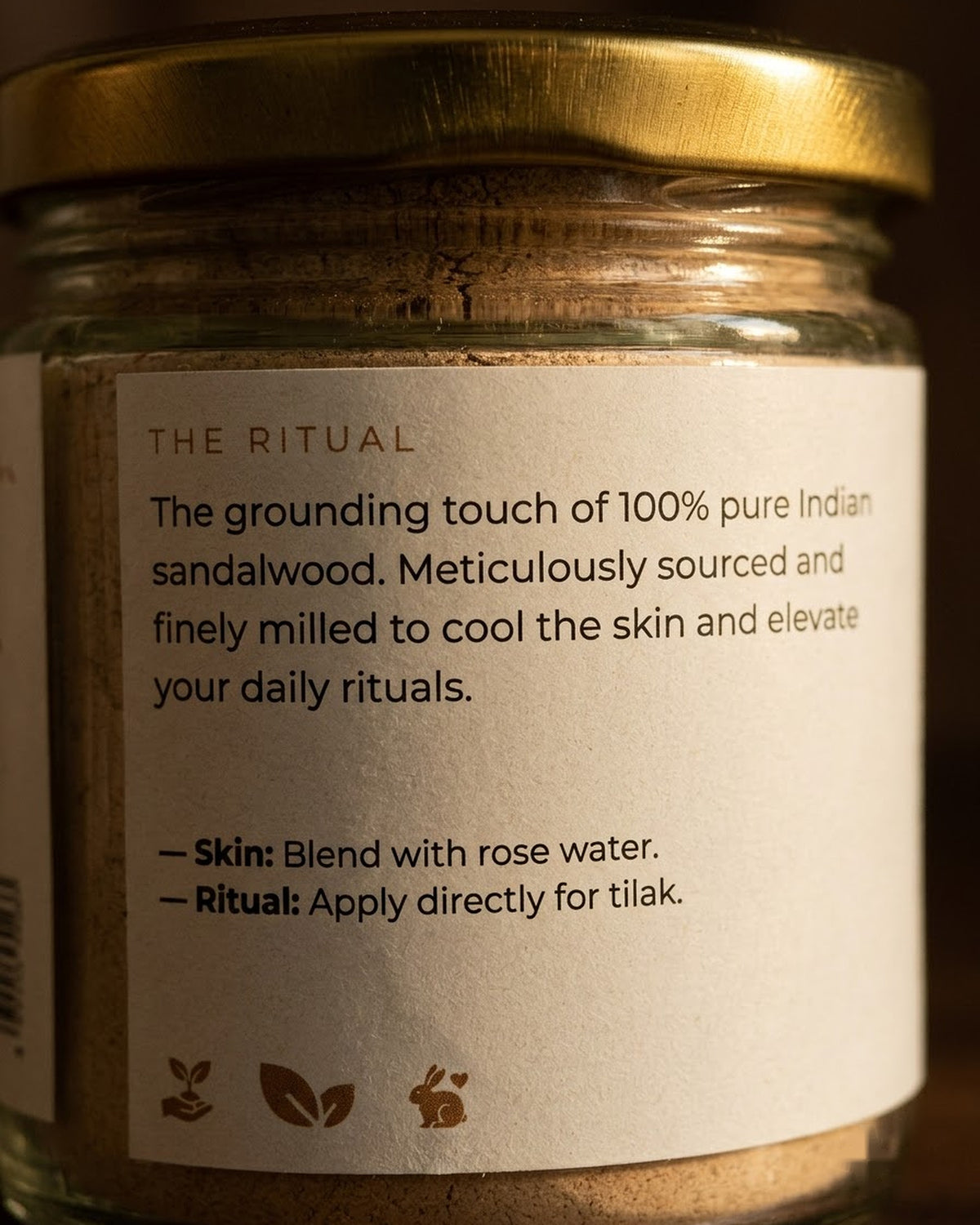 Chandan Powder 50 g jar label close-up