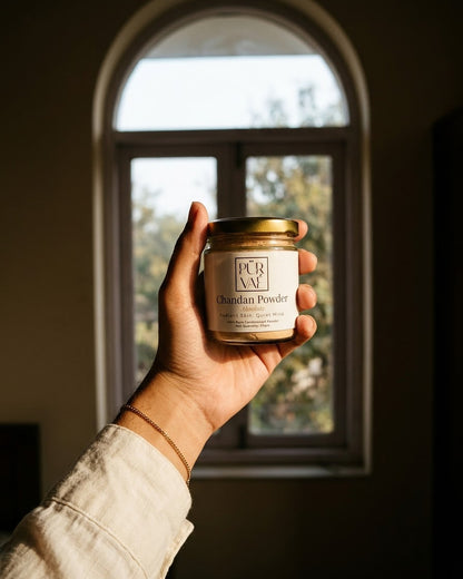 Chandan Powder 50 g jar shown at real size