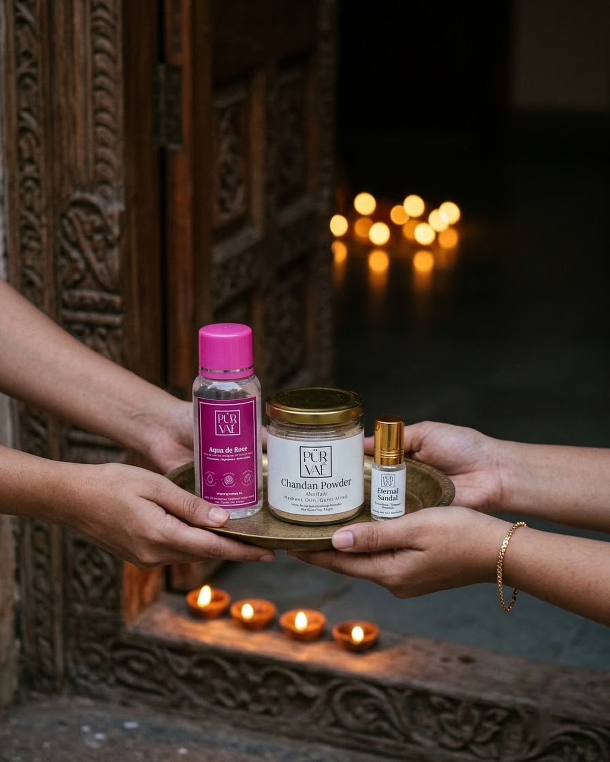 Chandan Ritual Gift Box in a skin ritual setting