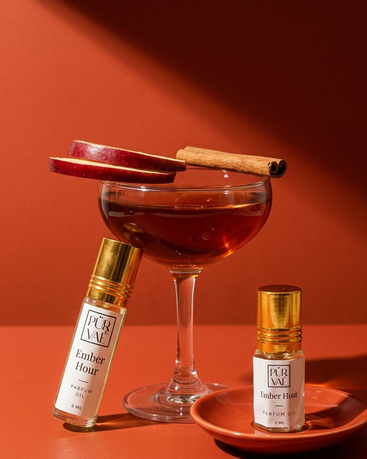 Ember Hour still life: apple, cinnamon and amber