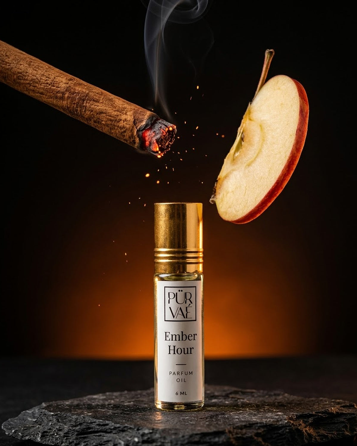 Cinnamon ember sparks rising for Ember Hour parfum oil