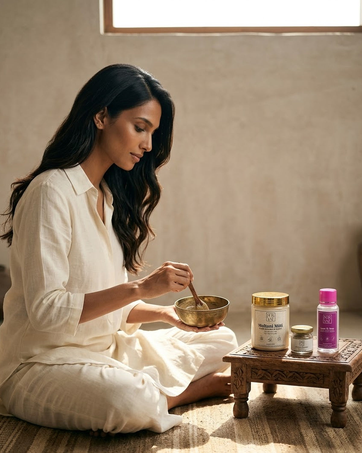 Face Pack Trio in a skin ritual setting