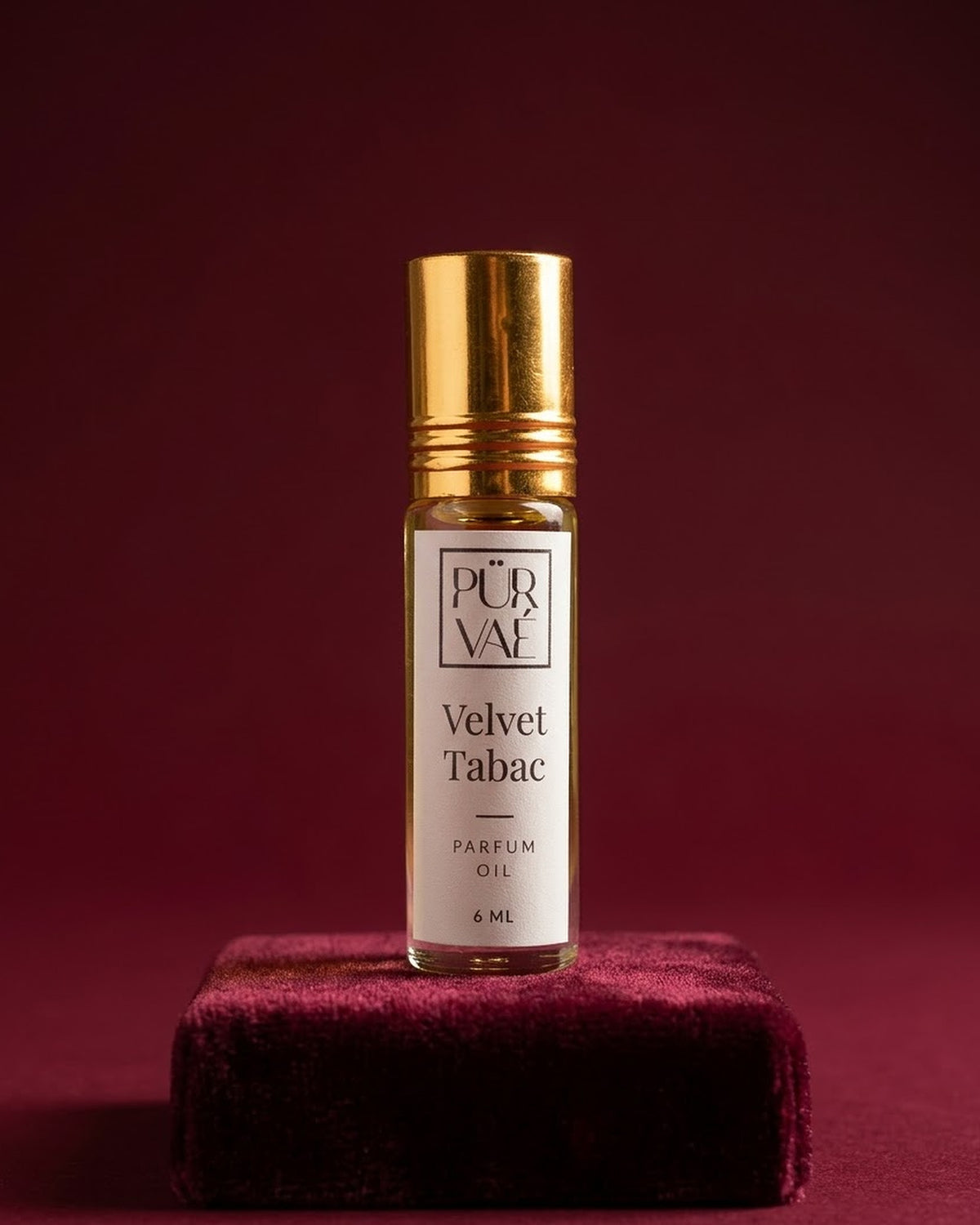 Velvet Tabac parfum oil, 6 ml roll-on bottle with white label